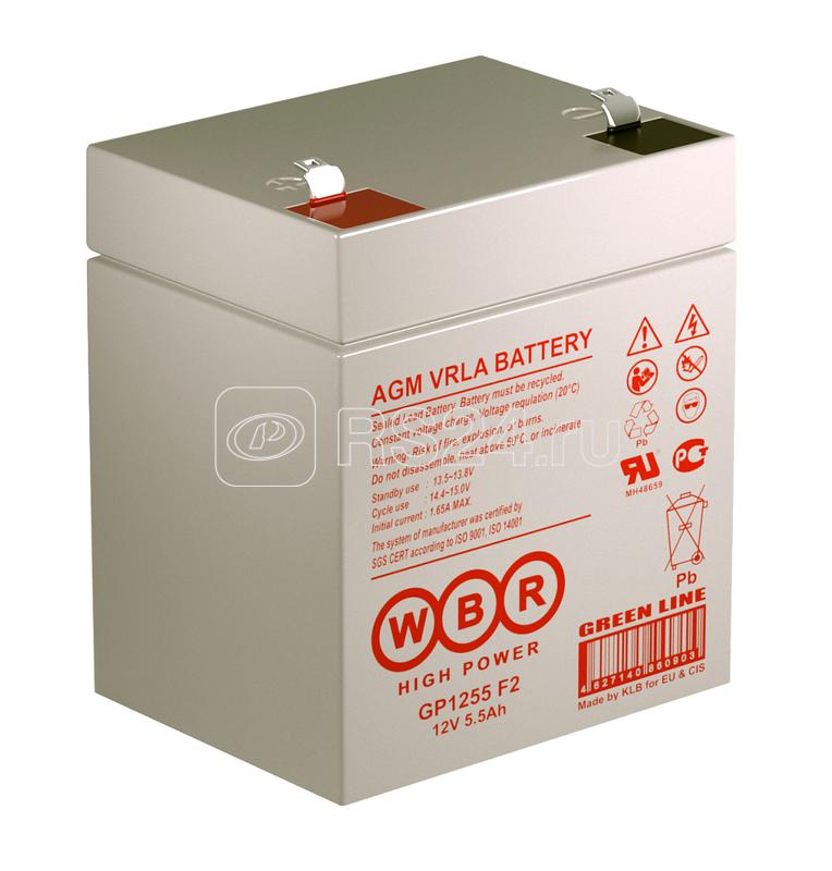 Аккумулятор 12В 5.5А.ч WBR GP1255 F2 WBR