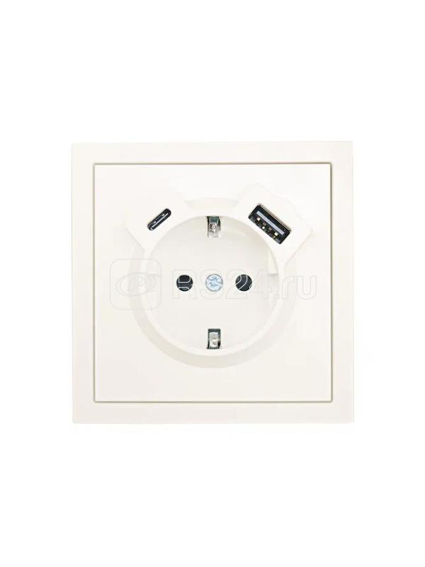 Розетка 1-мест. с/з Type-C+USB разъем СП ZIMA IP20 слон. кость LEZARD 704-9088-181TC