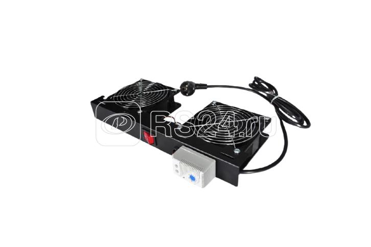 Модуль вентиляторный 2 модуля с мех. терм. шнур питания 1.8м вилка Shuko черн. Datarex DR-451211