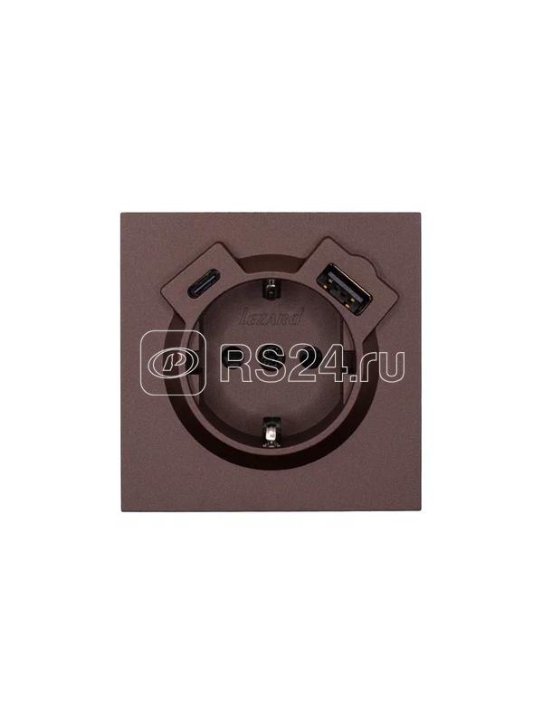 Розетка 1-мест. с/з Type-C+USB разъем СП ZIMA IP20 шоколад LEZARD 704-7388-181TC