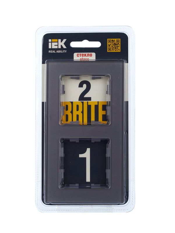 Рамка 2-м BRITE РУ-2-2-БрСе стекло сер. IEK BR-M22-G-K03