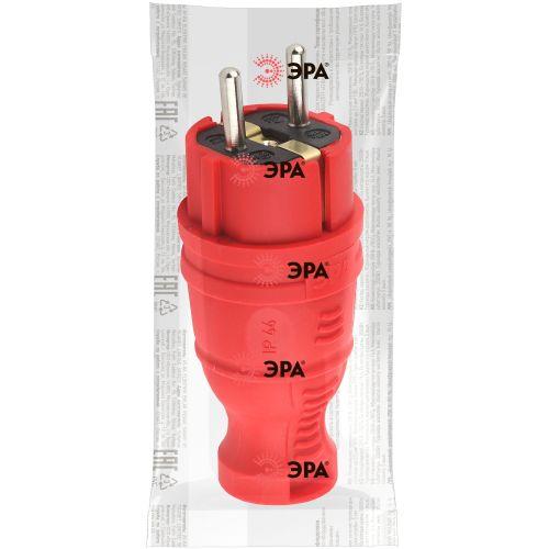 Вилка прямая V8-RED-IP44 16А IP44 з/з каучук красн. Эра Б0044547