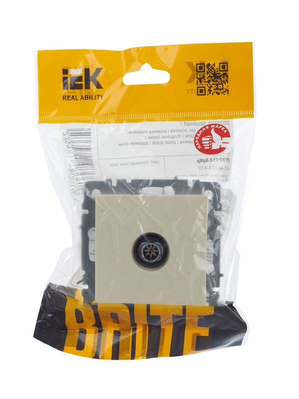Розетка телевизионная оконечная TV СП Brite РТВ11-0-БрКр механизм беж. IEK BR-A10-O-K10