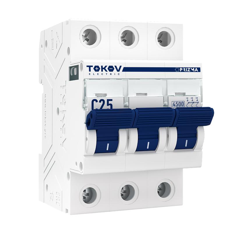 Выключатель автоматический модульный 3п C 25А 4.5кА PRIZMA TOKOV ELECTRIC TKE-PZ45-MCBI-3-25-C
