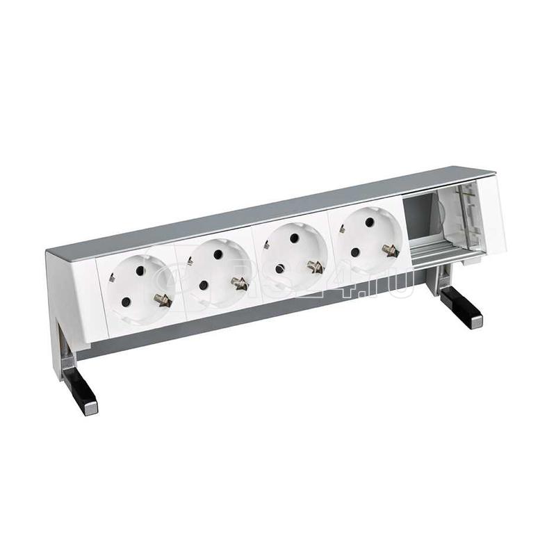 Блок розеточный настольный 4х2P+E 1 пустой мод. алюм. Simon 400 42504000-133