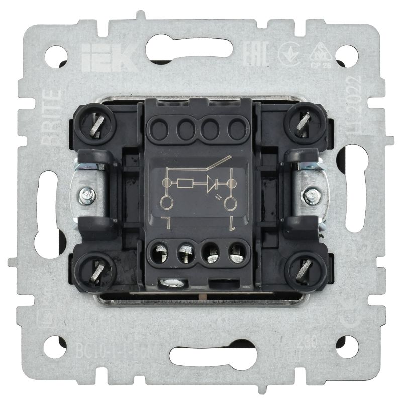 Выключатель 1-кл. СП BRITE ВС10-1-1-БрМ 10А с индик. механизм маренго IEK BR-V10-1-10-K35