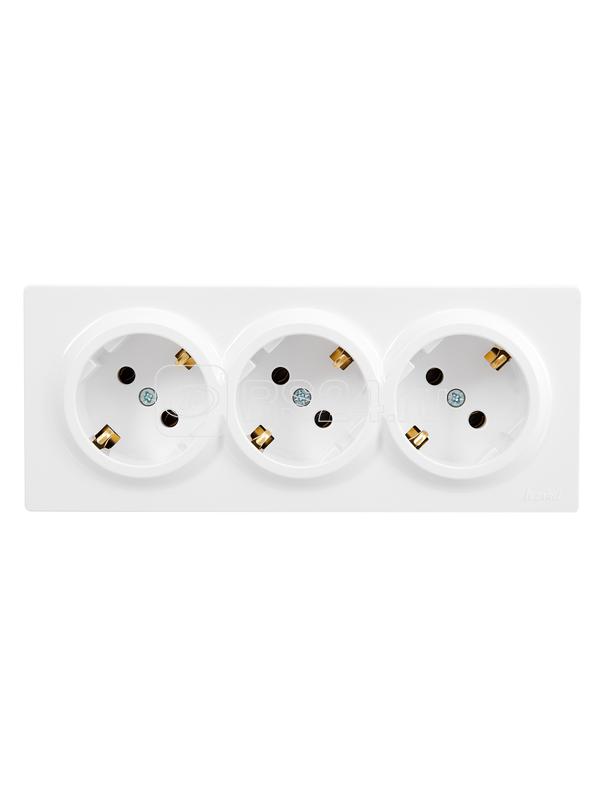 Розетка 3-мест. с заземл. LETO закрытый корпус ПБТ бел. LEZARD 752-0200-127BUP