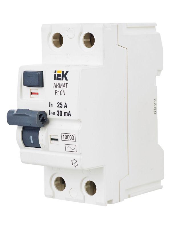 Выключатель дифференциального тока (УЗО) 2п 25А 30мА тип AC ВДТ R10N ARMAT IEK AR-R10N-2-025C030