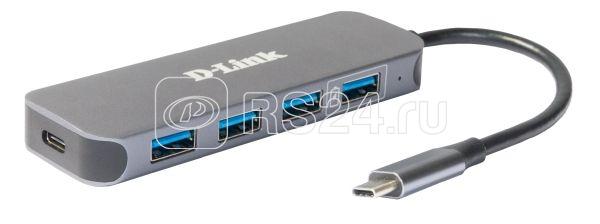 Концентратор DUB-2340/A1A с 4 портами USB 3.0 (1 порт- режим быстрой зарядки) 1 порт- USB Type-C/PD 3.0 + разъем USB Type-C D-link 1861479