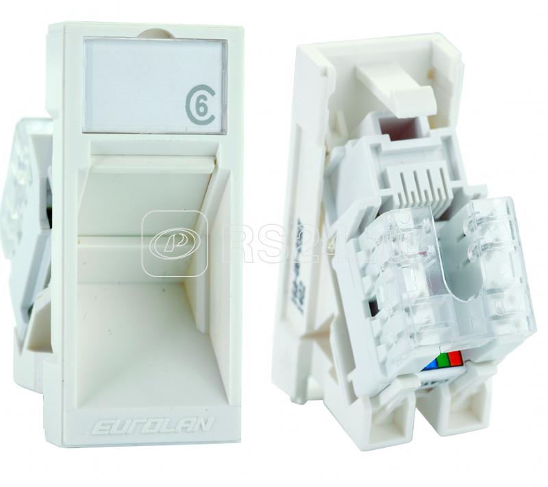 Модуль UTP кат.6 французский стандарт бел. Eurolan 16A-U6-03WT