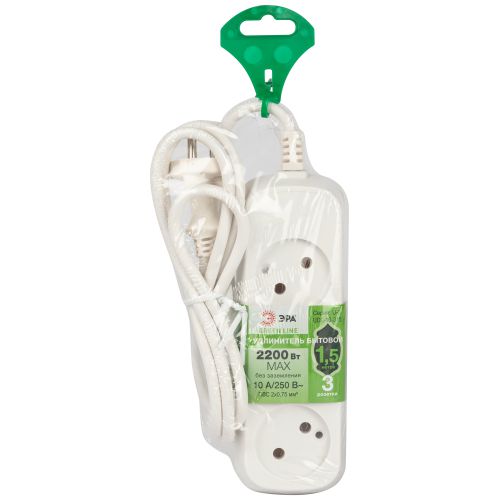 Удлинитель 3х1.5м без заземл. ПВС 2х0.75 UDL-10-315 Greenline Эра Б0065048