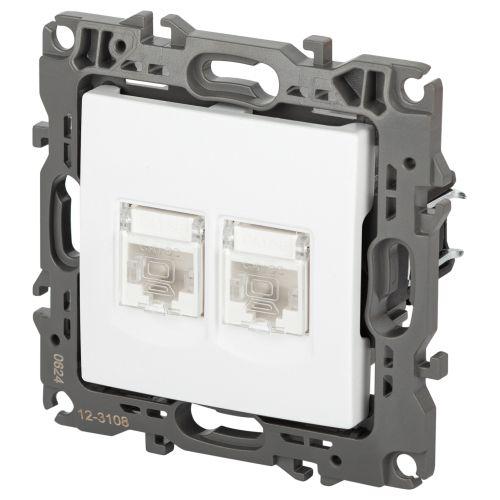 Розетка компьютерная 2-м Эра12 12-3108-01М 2XRJ45 бел. матов. ЭРА Б0065686