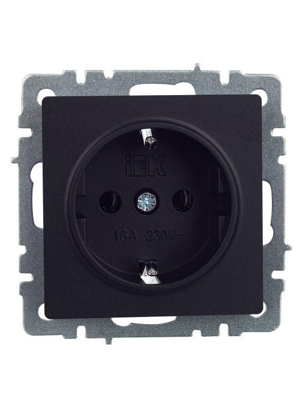 Розетка BRITE РС11-1-0-БрЧ 16А с заземл. без защ. шторки механизм черн. IEK BR-R11-16-K02