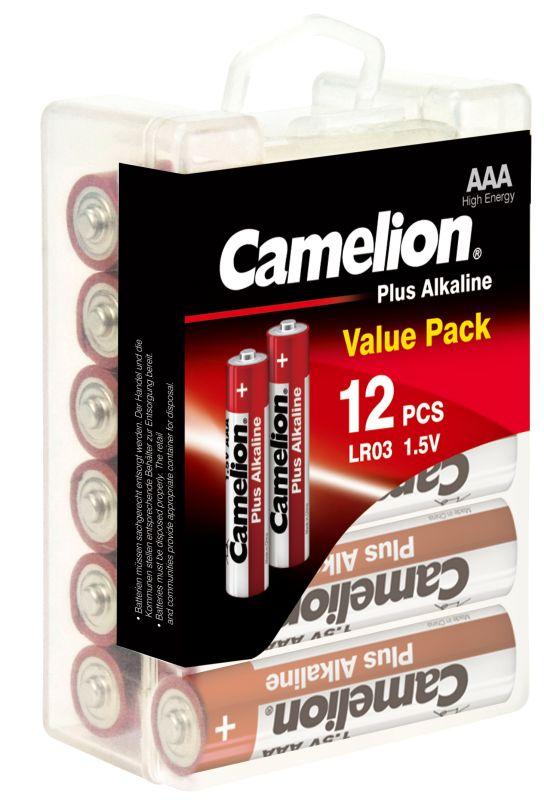 Элемент питания алкалиновый AAA/LR03 1.5В Plus Alkaline LR03-PBH12 (уп.12шт) Camelion 10647