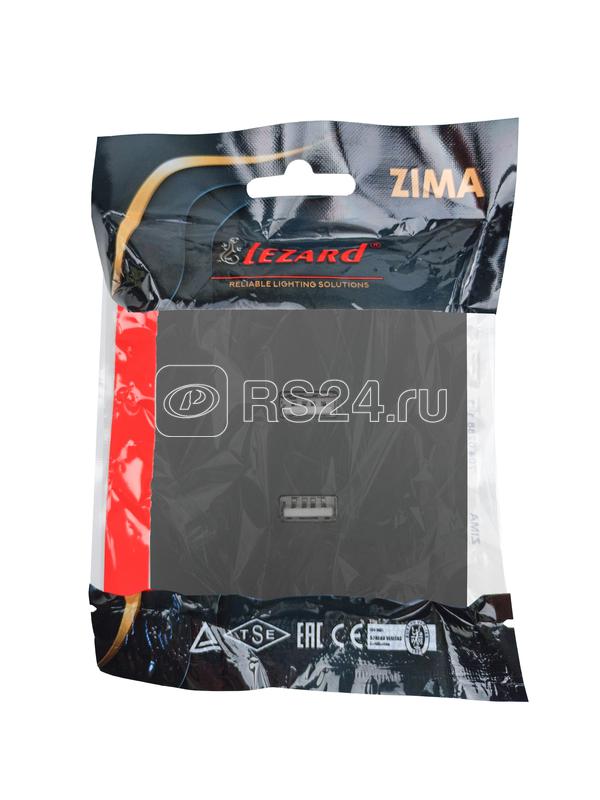 Розетка 1-мест. с 2-мест. USB разъем СП ZIMA IP20 черн. бархат LEZARD 704-4288-192