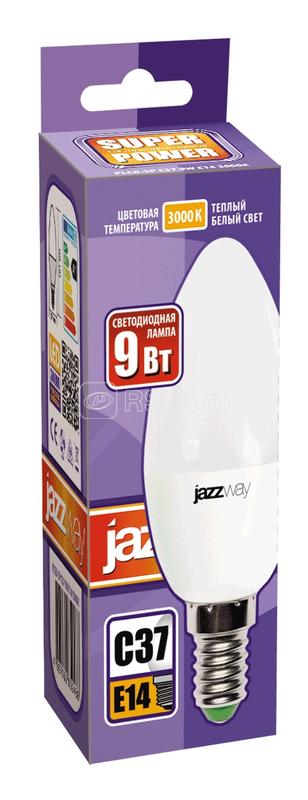 Лампа светодиодная PLED-SP 9Вт C37 свеча 3000К тепл. бел. E14 820лм 230В JazzWay 2859457A