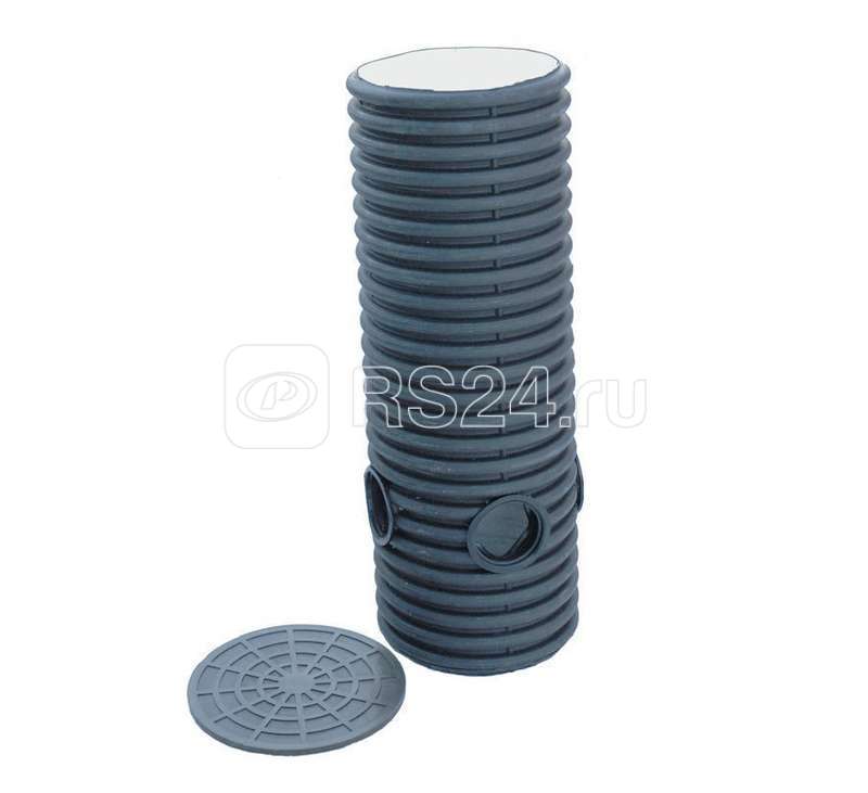 Колодец дренажный смотровой 340/300х2000мм с тремя вых. 110мм дном и полимер. крышкой Ruvinil КДС-340х2000