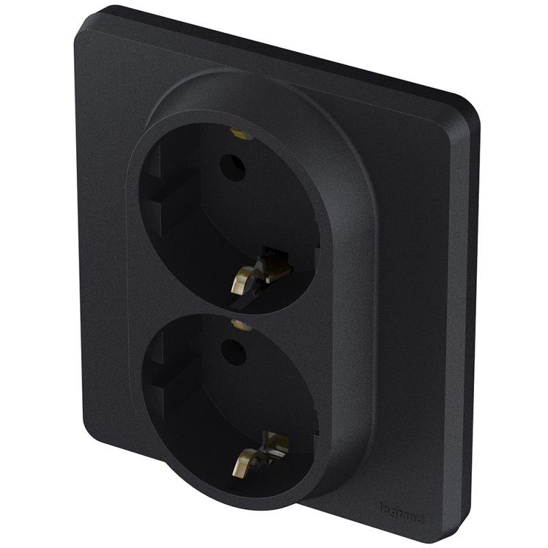 Розетка Inspiria 16А 250В 2х2P+E немецк. стандарт антрацит IEK 673753