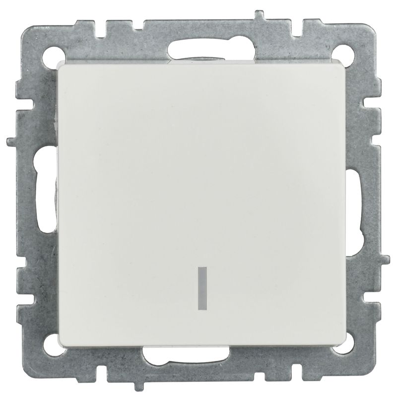 Выключатель 1-кл. СП BRITE ВС10-1-1-БрБ 10А с индик. механизм бел. IEK BR-V10-1-10-K01