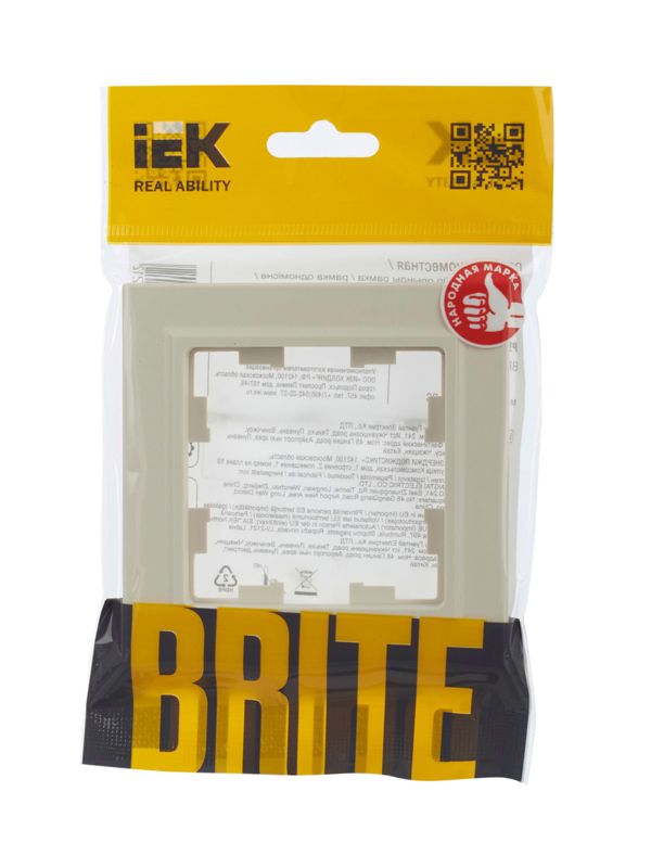 Рамка 1-м BRITE РУ-1-БрКр беж. IEK BR-M12-K10