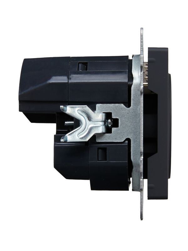 Розетка BRITE РЮш10-1-БрГ 16А с USB A+A 2.1А с заземл. защ. шторки механизм графит IEK BR-R14-16-U21-D21-K53