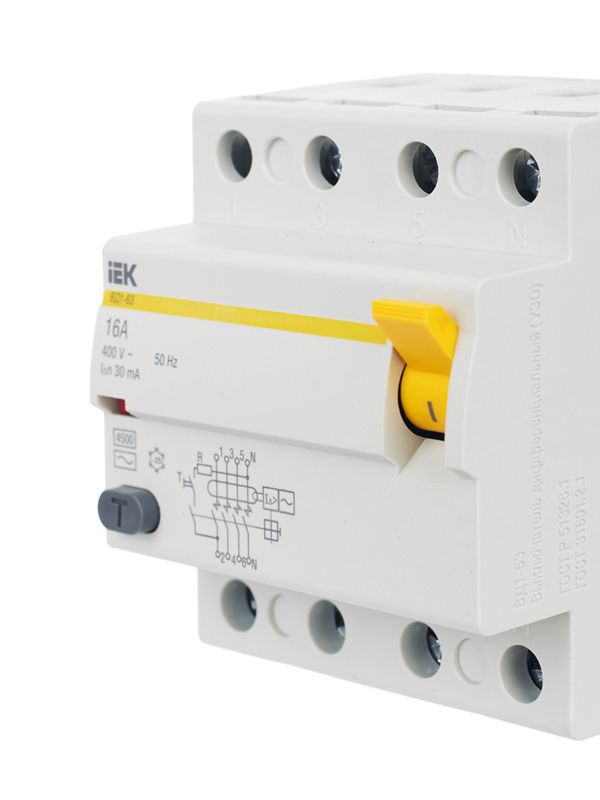 Выключатель дифференциального тока (УЗО) 4п 16А 30мА тип AC ВД1-63 KARAT IEK MDV10-4-016-030