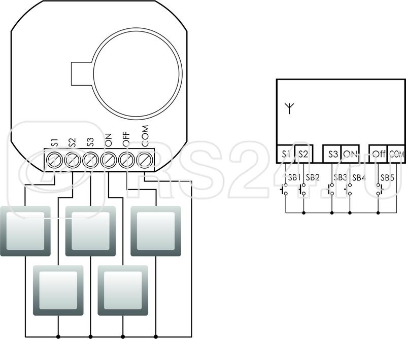 Система модульная FW-RC5 (передатчик 5-и клавишный; питание от аккумулятора; установка в монтаж. коробку d60мм) F&F EA14.002.015