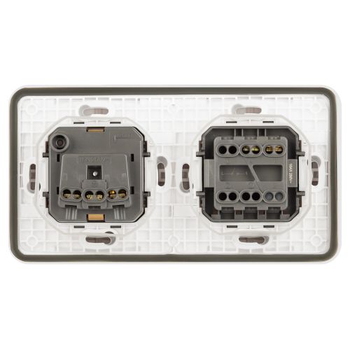 Блок розетка с выключателем Эксперт 11-7521-01 IP55 16А (10AX)-250В СУ бел. Эра Б0063261