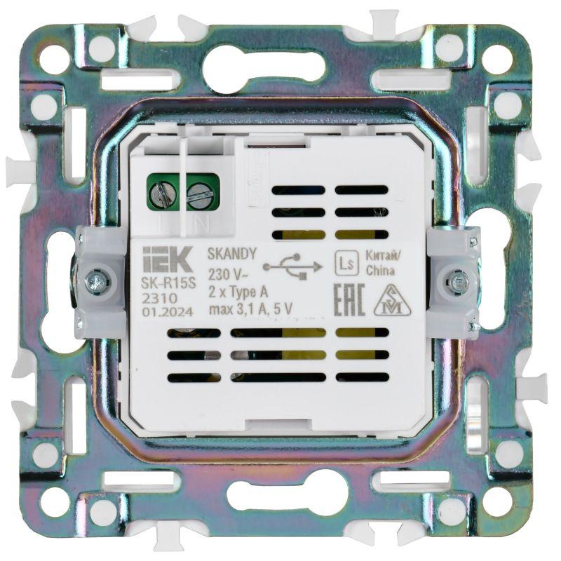 Розетка USB A+A 3.1А SKANDY SK-R15S серебр. IEK SK-U21-D31-K23