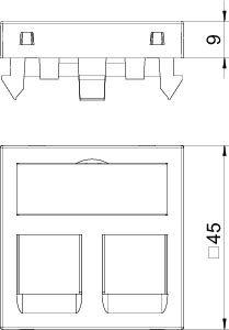 Корпус компьютерной розетки Modul45 (прямой) 45х45мм DTG-02C SWGR1 черн. OBO 6119282