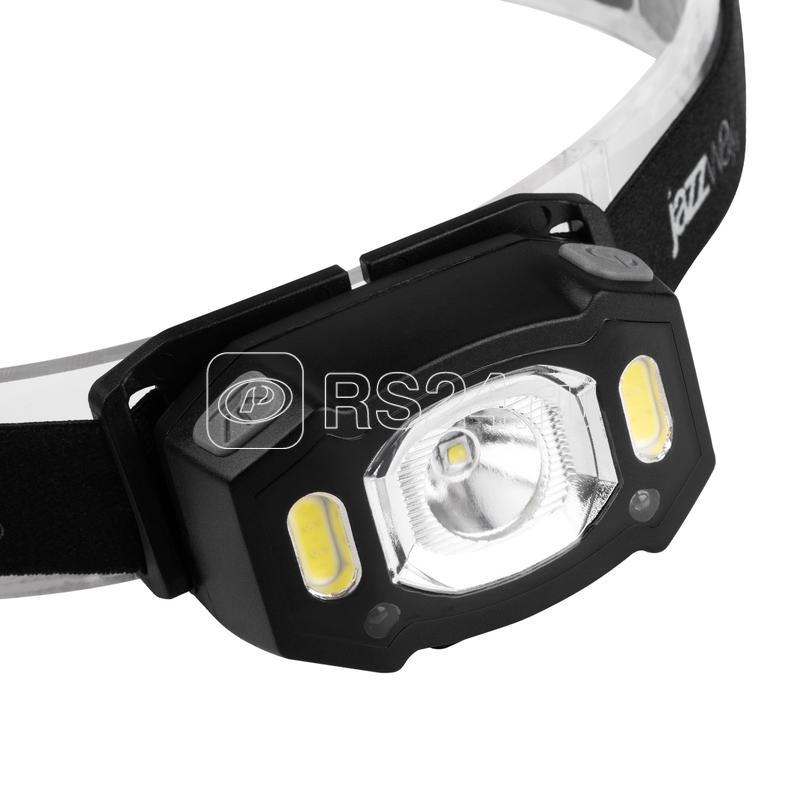 Фонарь аккумуляторный налобный AccuH3-L5W-bk LED 5Вт + 2хRED SMD IP54 5 режимов: 100проц. 180лм 3.5ч/50проц. 110лм 5.5ч/30проц. 65лм 15ч/красн. 28ч/мигающ. красн. 12ч аккум. управл. жестами черн. JazzWay 5036703