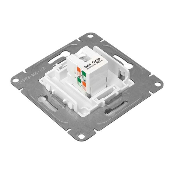 Розетка компьютерная СП Эпика RJ45 кат.5 механизм бел. EKF UP1-SOW-RJ45-5