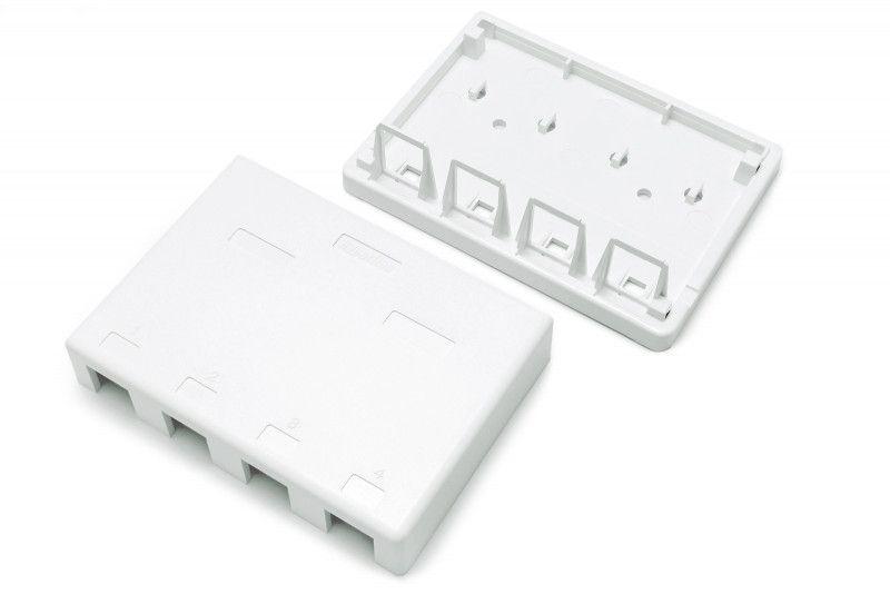Корпус настенной розетки для установки 4-х вставок типа Keystone Jack SBB3-4-WH бел. Hyperline 441130
