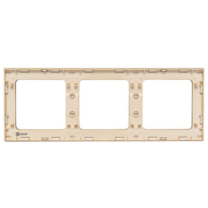 Рамка 3-м Стокгольм бел. с линией цвета шампань PROxima EKF EAM-G-302-20