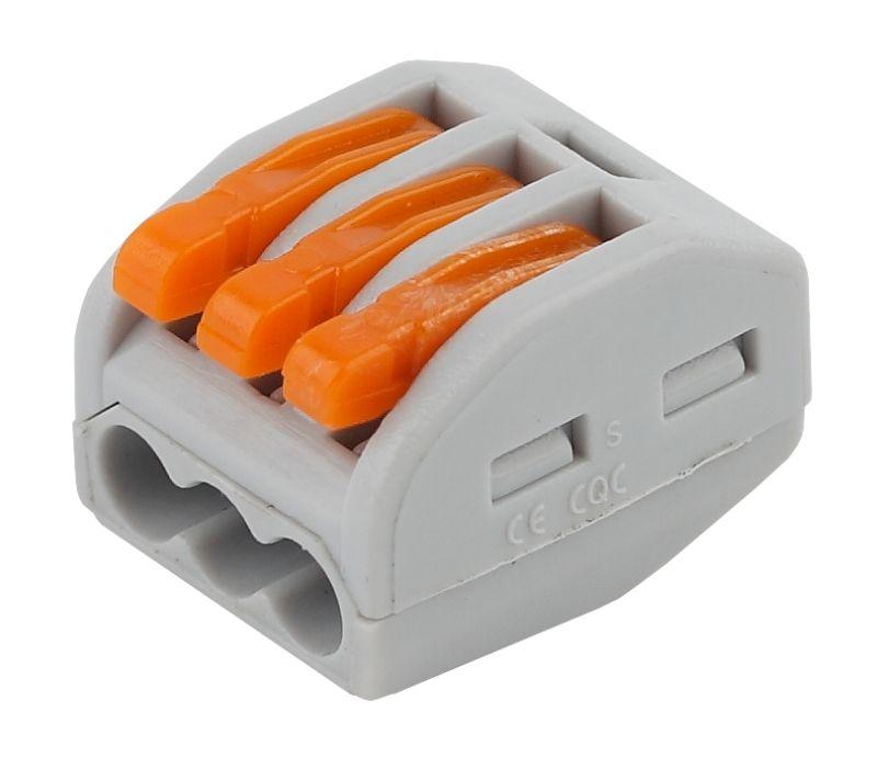 Клемма строительно-монтажная СМК 413 NO-222-16 3-проводная 0.08-2.5кв.мм с рычагом (уп.100шт) Эра Б0033390