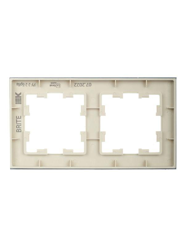 Рамка 2-м BRITE РУ-2-2-БрВа стекло ванильн. IEK BR-M22-G-K10