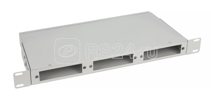Кросс бокс оптический FO-CS-19-3FP-GY 19дюйм 1U на 3 адаптерные панели сер. Cabeus 11109c