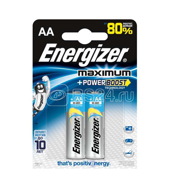 Элемент питания алкалиновый AA/LR6/316 Maximum BL2 (блист.2шт) Energizer 28640