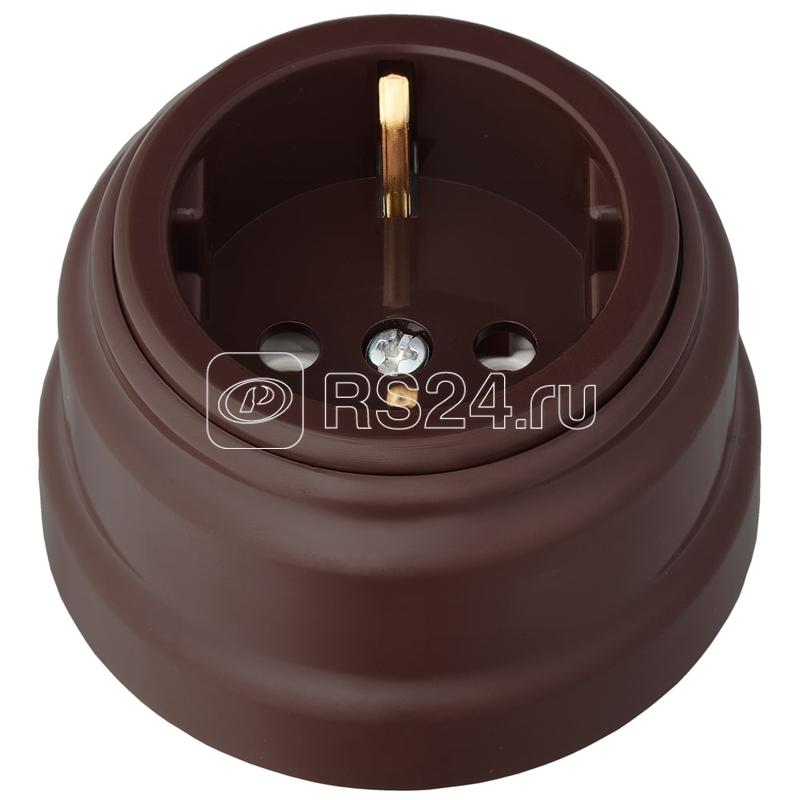 Розетка 1-м ОП РЕТРО 16А с заземл. Bylectrica РА16-0202 шоколад