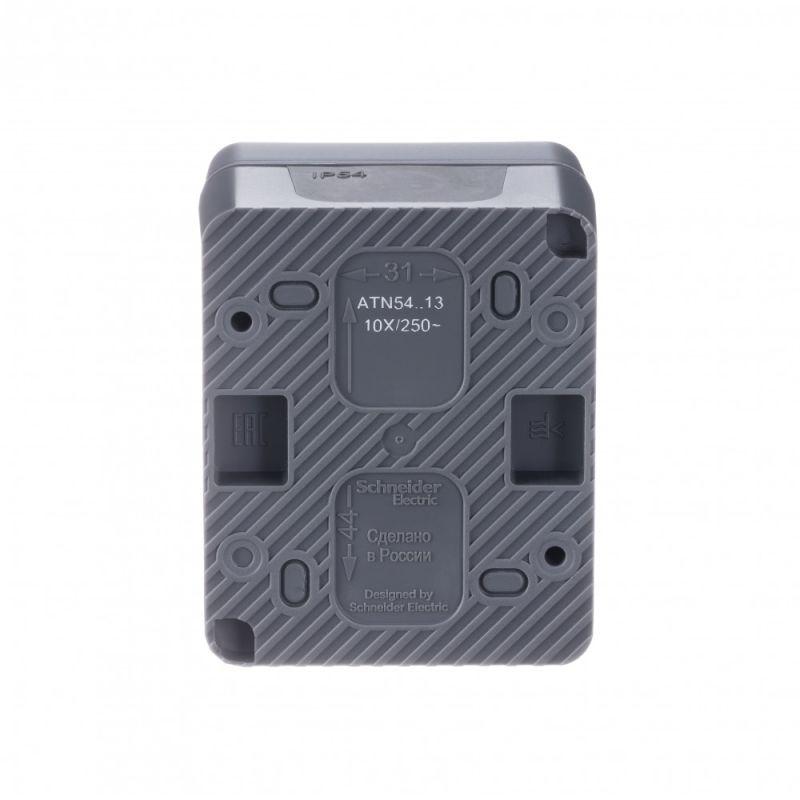 Выключатель 1-кл. ОП AtlasDesign PROFI IP54 10AX с подсветкой антрацит SE ATN544013