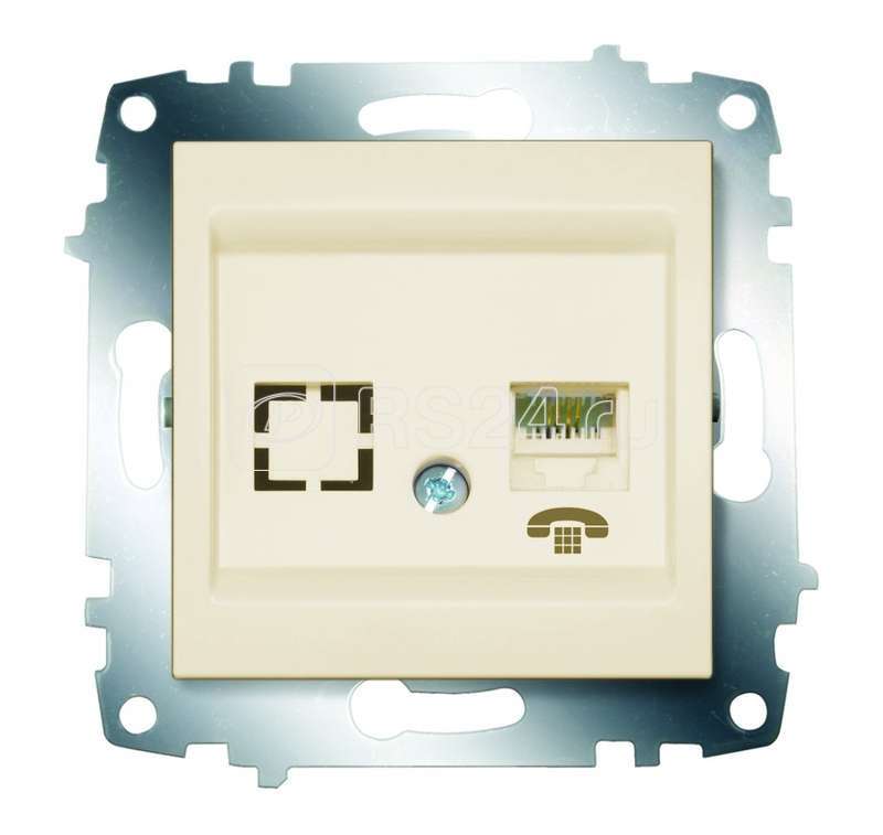 Розетка телефонная 1-м Cosmo RJ11 + гнездо механизм крем. ABB 619-010300-221
