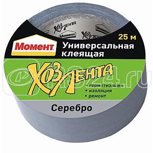 Лента клейкая "Хозлента Момент" 25м серебр. Момент C0044875
