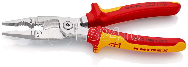 Клещи электромонтажные VDE 6-в-1 L-200мм Knipex KN-1386200SB