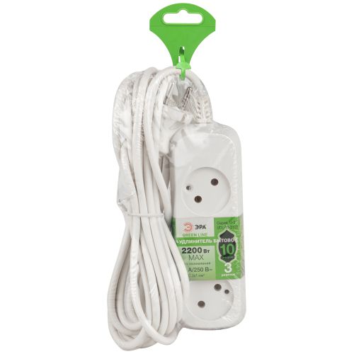 Удлинитель 3х10м без заземл. ПВС 2х1 UDL-10-3100 Greenline Эра Б0065024