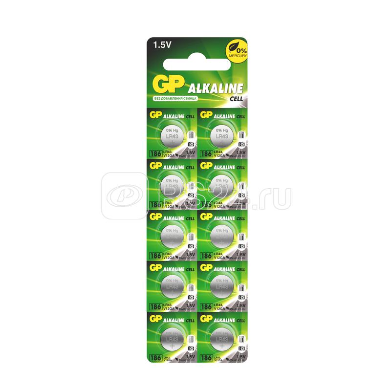 Элемент питания алкалиновый "таблетка" LR43/LR1142/AG12/G12 1.5В (блист.10шт) GP 2830