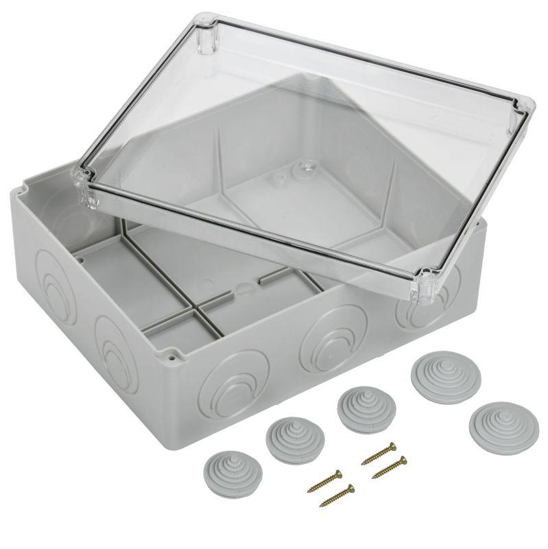 Коробка распаячная ОП 240х195х90 IP55 КМ41276 прозр. крыш. IEK UKO10-240-195-090-K51-55