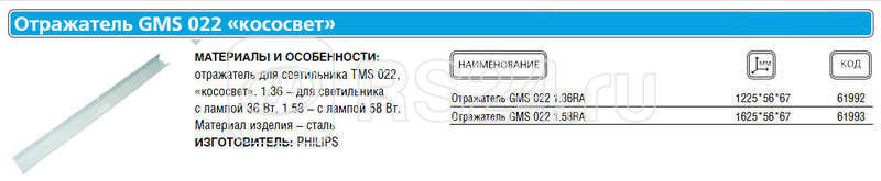 Отражатель GMS022 1 58RA (к TMS 1х58) Philips 910400620818