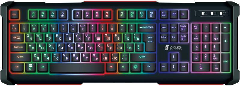 Клавиатура 717G BLACK DEATH черн./сер. USB Multimedia for gamer LED 717G ОКЛИК 476395