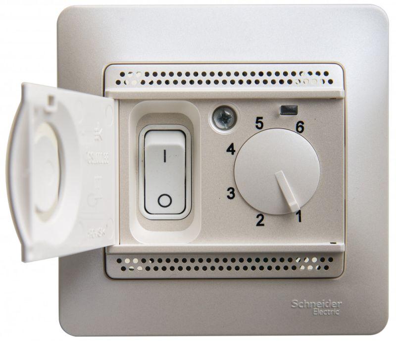 Термостат Glossa электронный для теплого пола с датчиком 10А в сборе перламутр SchE GSL000638