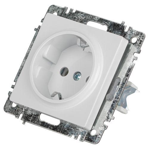 Розетка 1-м СП Accent 6-202-01 16А IP20 250В 2P+E Schuko AL/CU бел. Intro Б0063678